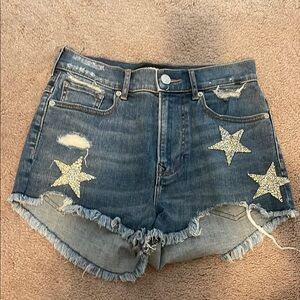 Express Blue Jean Shorts Distressed Star Design